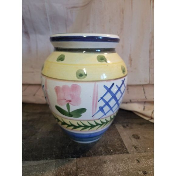 Large ceramic floral painted vase Vine dot Decor home - Picture 1 of 6